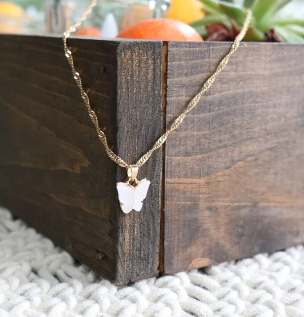white butterfly necklace - Image 2