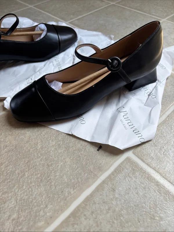 Classic Black Mary Jane Loafers with Low Block Heel - Image 6