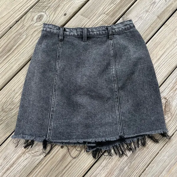 Free People We The Free Parker Wrap Denim Mini Skirt In Black Wash Size 27 - Image 3