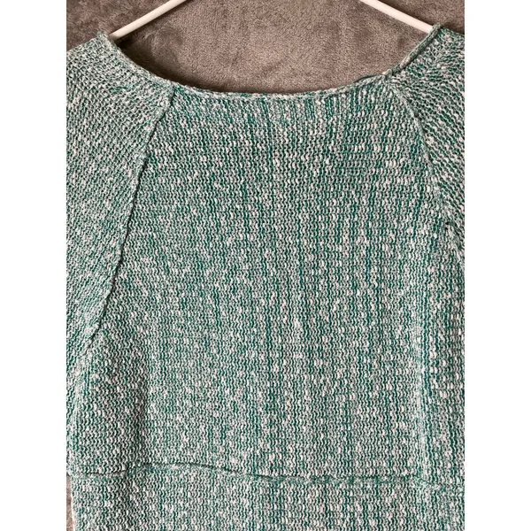 Free People Adriatic Sea Chunky Open Knit V-Neck Slouchy Pullover Sweater M New - Image 4