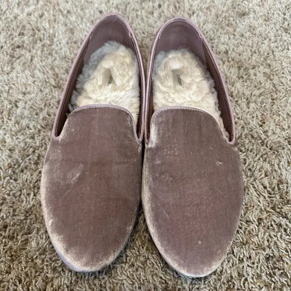 Birdies Starling Women's Size 8 Loafers Dusty Rose Pink Velvet Faux Fur‎ Lining - Image 3