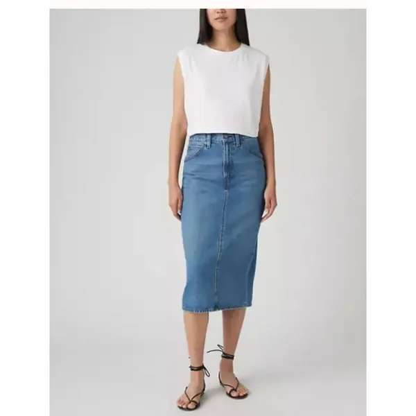New Levi's 27 Womens Denim High Rise Slit Skirt Blue Size 27 Meadow Games Clean - Image 2