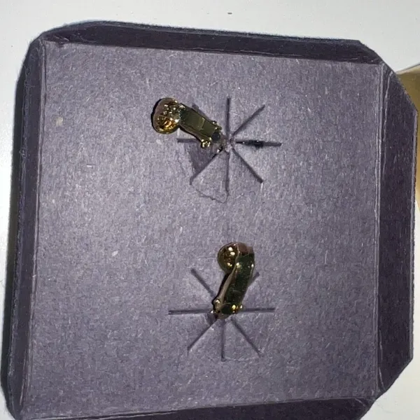 Vintage Van Doran Genuine Diamond Dust Gold Tone Clip Earrings Black New In Box - Image 3