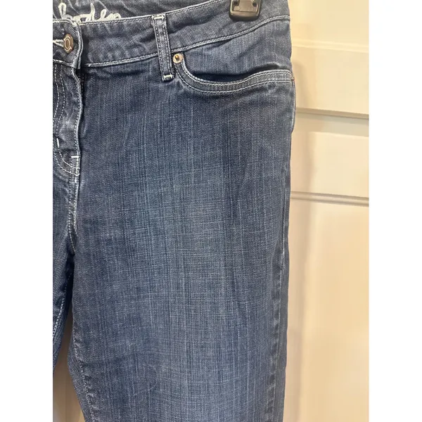 Boden Women Dark Wash Straight Leg Denim Jeans Blue Size 10R Stretch Capri - Image 3