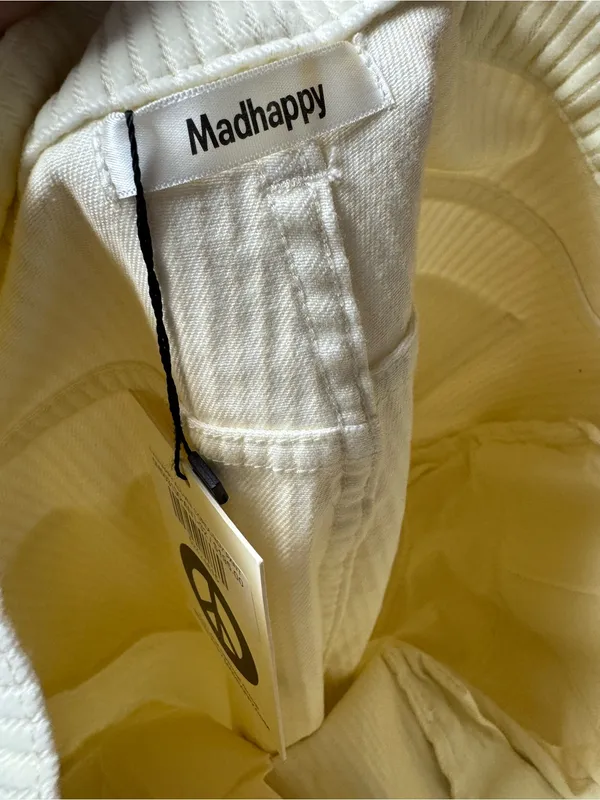 Madhappy Alumni Corduroy Pants Straight Leg Collegiate Embroidered 32 Cream NEW - Image 7