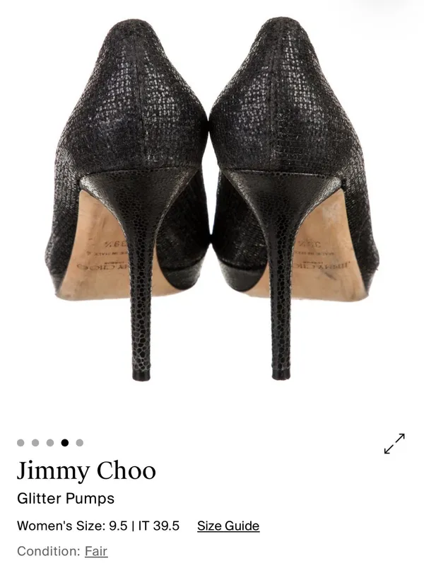 Jimmy Choo Black Glitter Peep-Toe Platform Pumps - Image 5