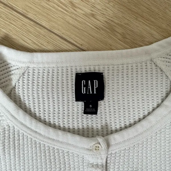 Gap Long Sleeve White Waffle Knit Thermal Top - Image 3