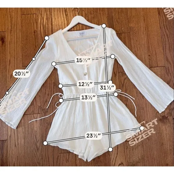 Sabo Skirt white vneck long sleeve button front romper size xs - Image 6