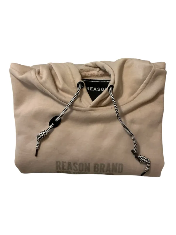 Reason Clothing Men’s Graphic Hoodie Cream Beige Streetwear Pullover Size s - Image 3