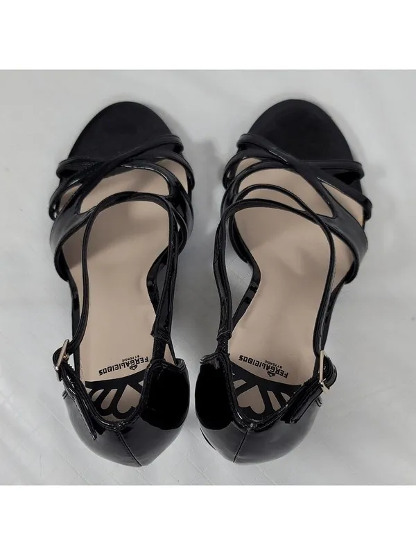 Patent Leather Black Strappy Heel Sandals By Fergalicious Fergie Maya Size 9M - Image 9