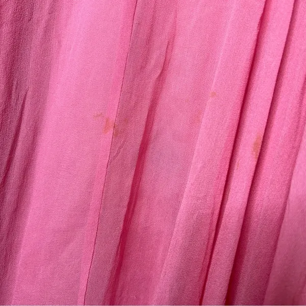 FLAW Badgley Mischka Pink Bejeweled Dress Gown Y2K Vibe Sleeveless 100% Silk - Image 8