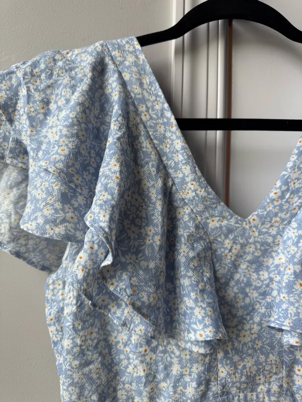 Altar'd State Light Blue Ruffled Mini Dress with Floral Print - Image 2
