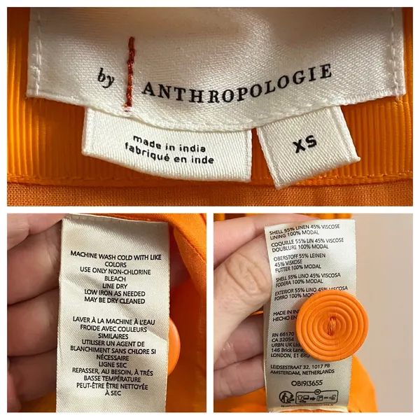 Anthropologie Orange Flutter Sleeve Button Front Midi Dress XS - Image 9