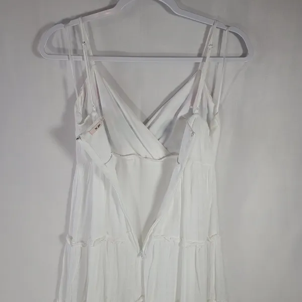 Mi Ami Francescas White Tiered Boho Gauzy Mini Dress Floral Embroidered Size XXS - Image 13