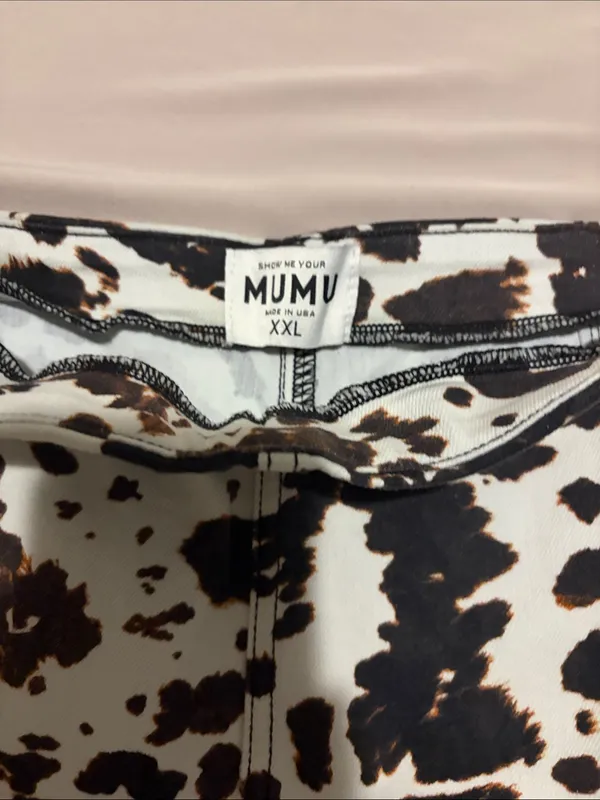 Show Me Your Mumu El Paso Shorts Cow Print Pull On Stretch Denim Shorts XXL - Image 6