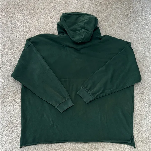 Aerie Oversized Lace Up Hoodie-Distressed Hunter Green, boxy fit. Size Medium - Image 4