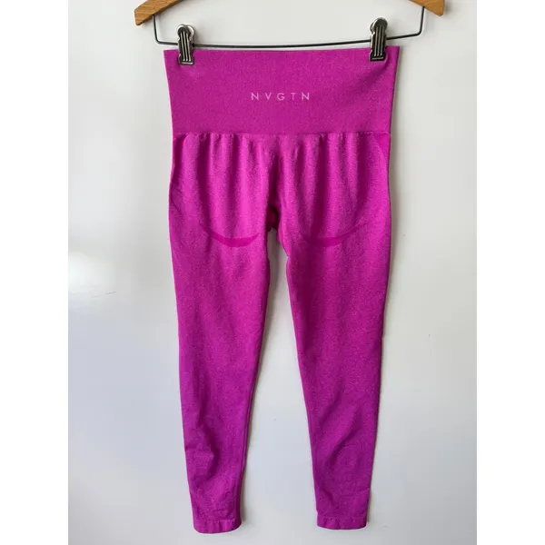 NVGTN Pink Seamless Leggings High Waist Tummy Control Gym Fitness‎ Purple S - Image 2