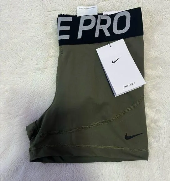 Army Green Nike Pro Shorts - Image 2