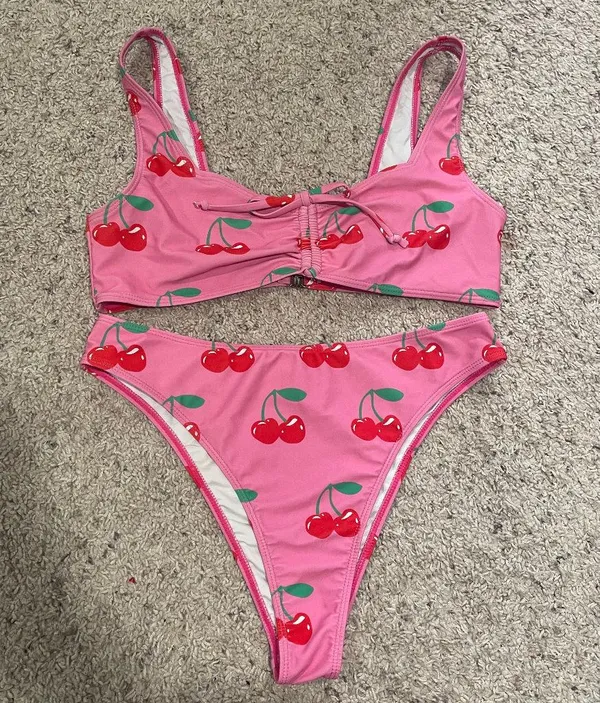 Tunnel Vision Cherry High-waisted Bikini Set - Image 4