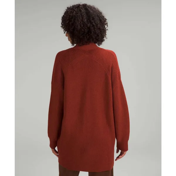 Lululemon Merino Wool-Blend Ribbed Long Wrap Sweater Cayenne Size 12 - Image 2