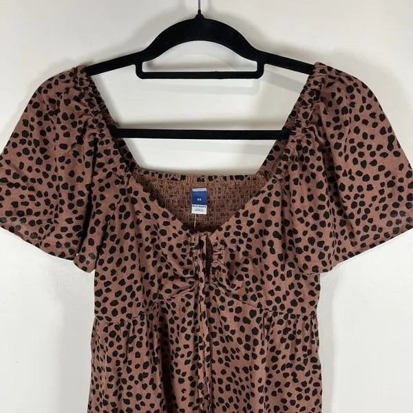Old Navy NWT‎ Animal Print Linen Blend Mini Dress Women’s Size XS Boho Beach - Image 2
