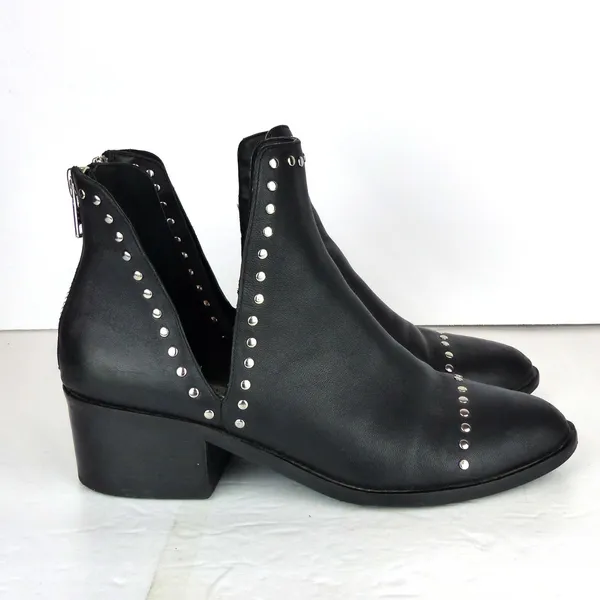 Steve Madden Conspire Ankle Boots Women 9M Black Leather Studded Cutout Rock - Image 3