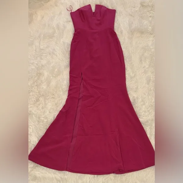 NWOT Dress the Population Fernanda Strapless Evening Gown sz S hibiscus pink - Image 5