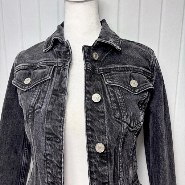 Abercrombie & Fitch Dark Gray Denim Jacket Size‎ XS - Image 2