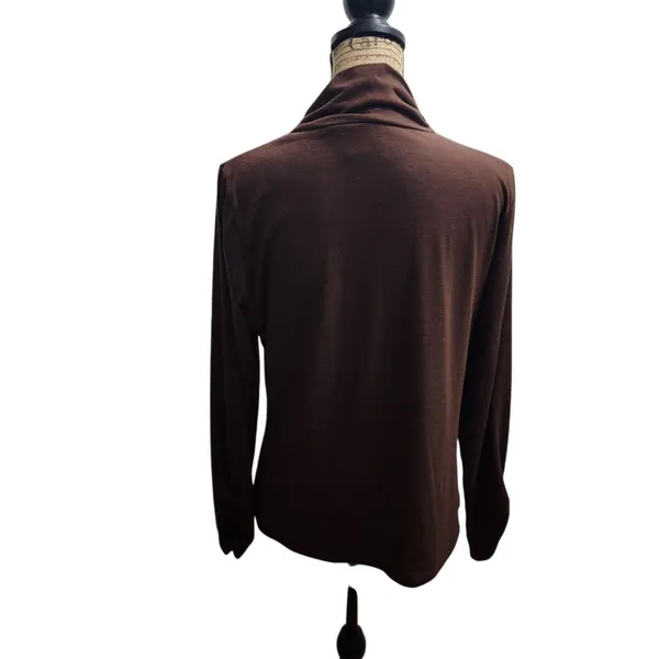 New Directions Petite Brown‎ Long Sleeve Soft Stretch Knit Top Blouse PXL - Image 2