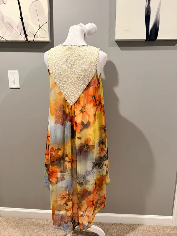 Mystree Orange Multi Floral Sleeveless Button-Front Tunic - Image 2