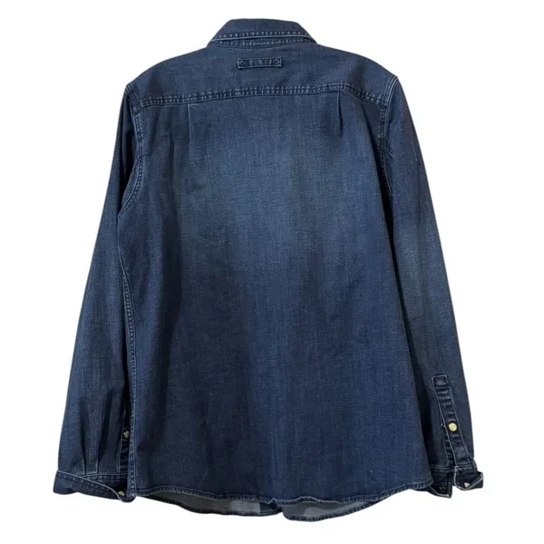 Duluth‎ Trading Women Size Large Blue Denim Pearl Snap Western Country Cowgirl - Image 2