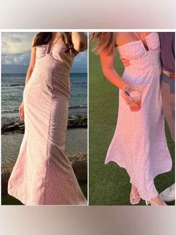 Abercrombie & Fitch Bloggers Favorite Pink Floral‎ Cinched Halter Maxi Dress - Image 9