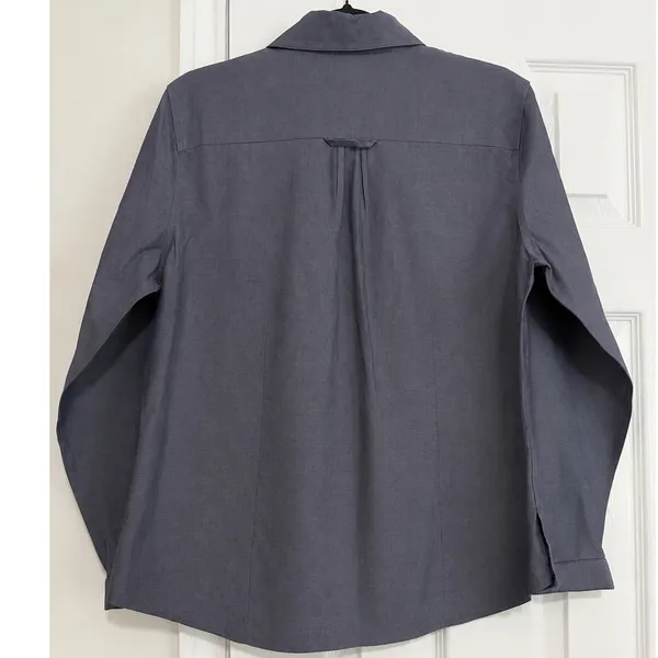 Coldwater Creek No Iron Blue Gray Cotton Button Front Shirt Blouse Womens Medium - Image 4