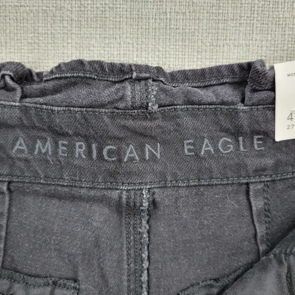 American Eagle Womens Mom Short Size 4 Black Denim‎ Paperbag Super High Rise NEW - Image 2