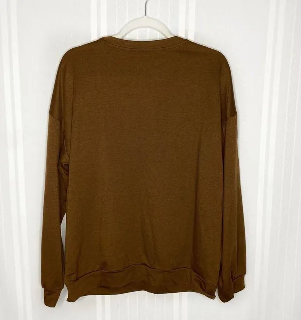 Unbranded LA Los Angeles California Long Sleeve Graphic Top Brown White XL - Image 8