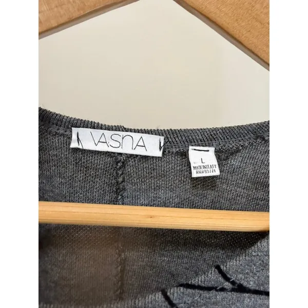 Vasna Gray Knit Dress Abstract Print Made in Italy SzL - Image 5