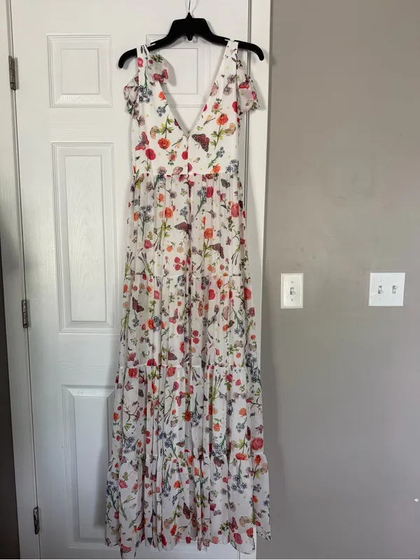 Ieena for Mac Duggal Floral Maxi Dress Gown Cottagecore Flowy Wedding Guest - Image 10