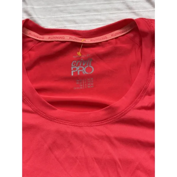 Crivit PRO Women’s Running T-Shirt S Red/Orange Colorblock Breathable Slim Fit - Image 2