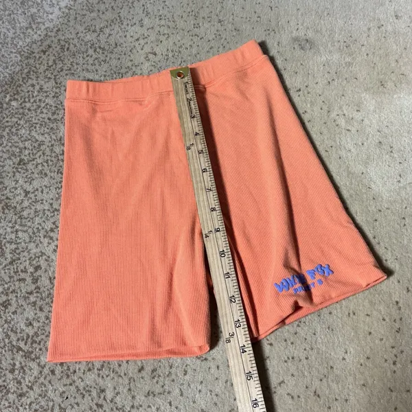 White Fox Boutique Project 5 Ribbed Biker Shorts Orange Coral XS Logo Streetwear - Image 6