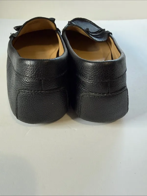 Michael Kors Black Pebbled Leather Bow Moccasin Flats - Image 5