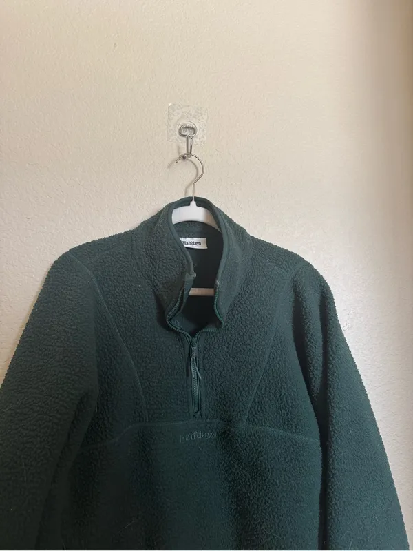 Halfdays Pieper Fleece Sweater Sz L Alpine Green - Image 2