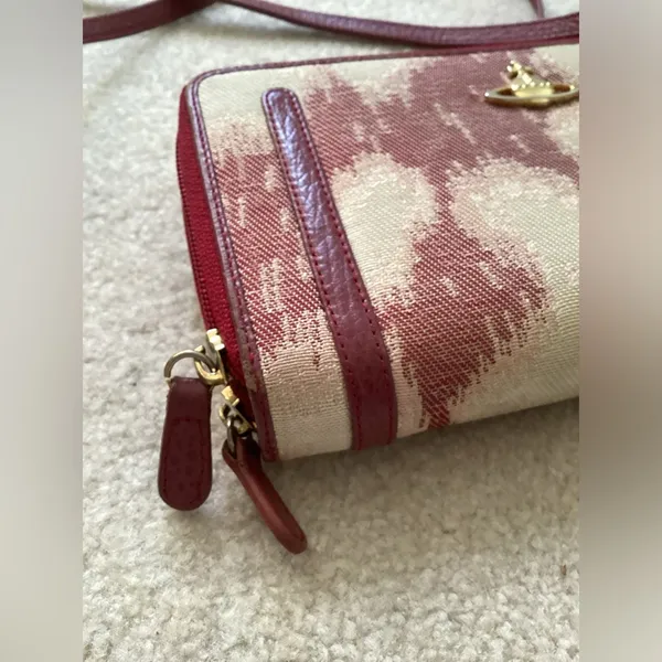 Vivienne Westwood Orb Long Wallet Red Strap Crossbody Bag - Image 6
