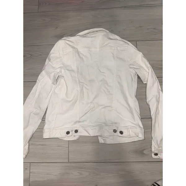 Gap Denim Women White Trucker Jean Jacket XS Classic Button Front Pocket - Image 2