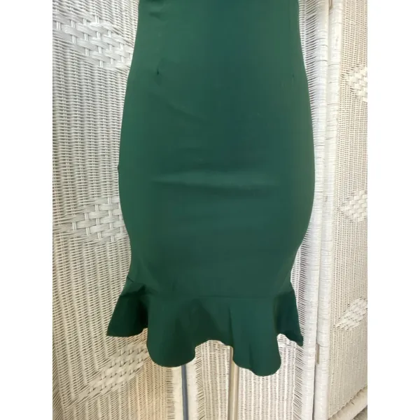 Vesper London Emerald Green Ruffle Hem Sweetheart Midi Dress Party Glam Sz 10‎ - Image 2