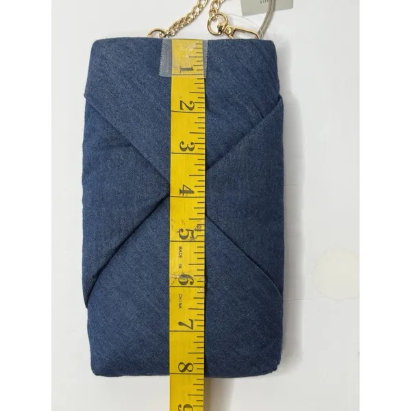 A New Day Cell Phone Purse Bag Denim Blue Gold Chain Crossbody Chic Festival New - Image 7