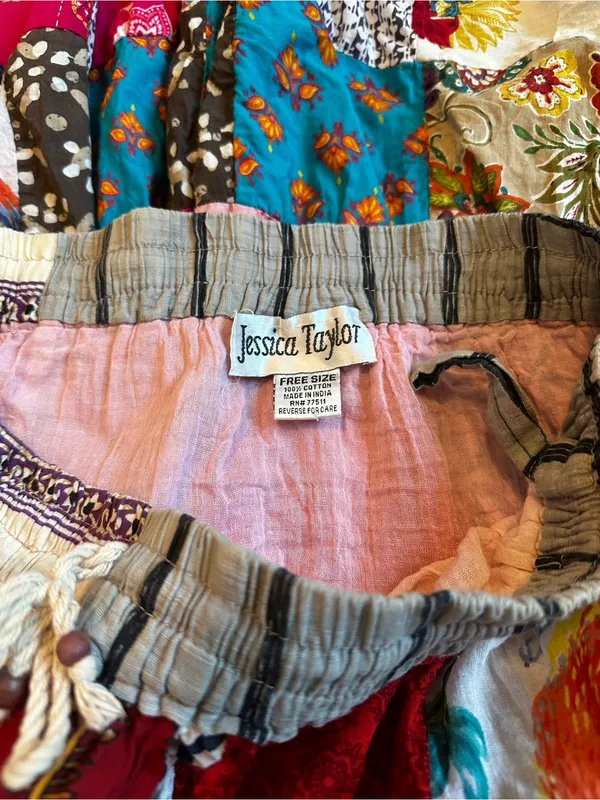 Jessica Taylor Eclectic Patchwork Palazzo Pants Boho Hippie Flowy Artsy One Size - Image 2