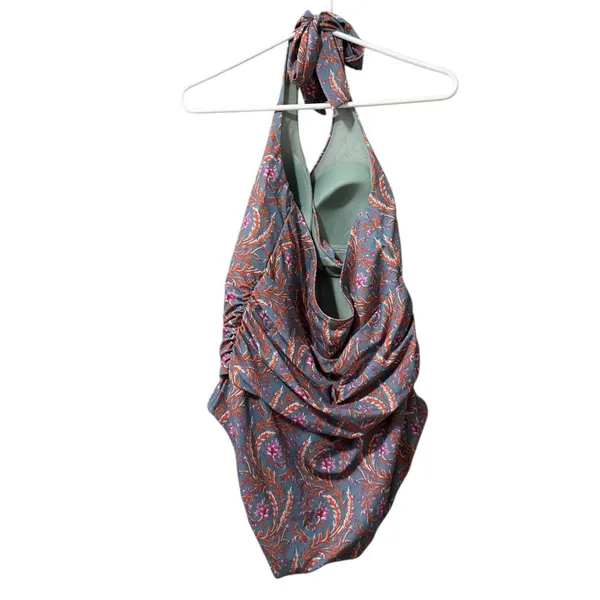 Boden One Piece Ruched Halter Swimsuit Paisley Floral‎ Size 14R Beach Vacation - Image 2