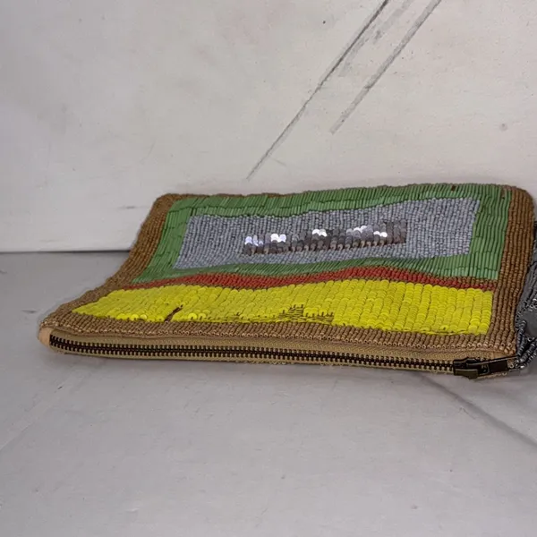 Anthropologie Jasper & Jeera Y2K Gold Silver Sequin Beaded Clutch Evening Bag - Image 11
