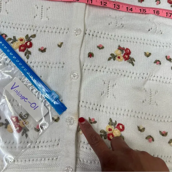 Vintage Northern Reflections Floral Embroidered Cardigan Cottagecore‎ Sweater M - Image 8