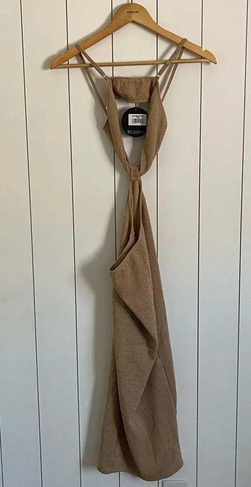 White Fox Taking Sides Midi Dress in Beige - Image 5